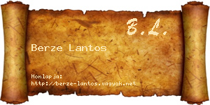 Berze Lantos névjegykártya